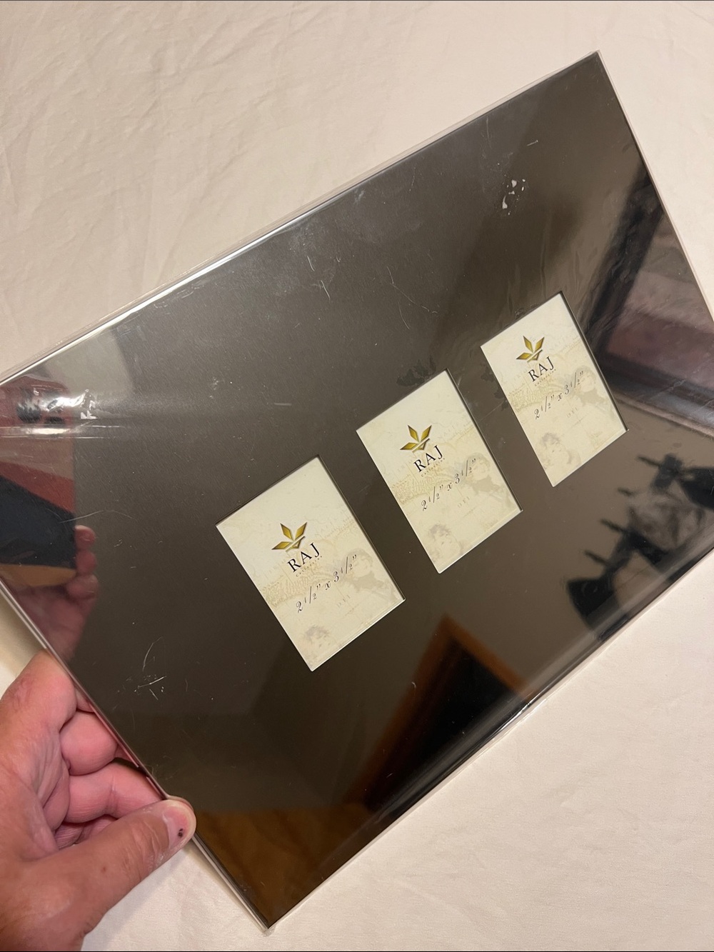 Raj Black Mirrored Triple Photo Frame